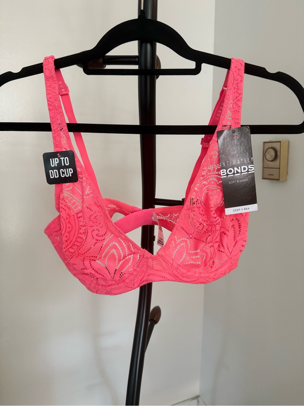 Bonds Intimately Neon Pink Lace Deep V Bra